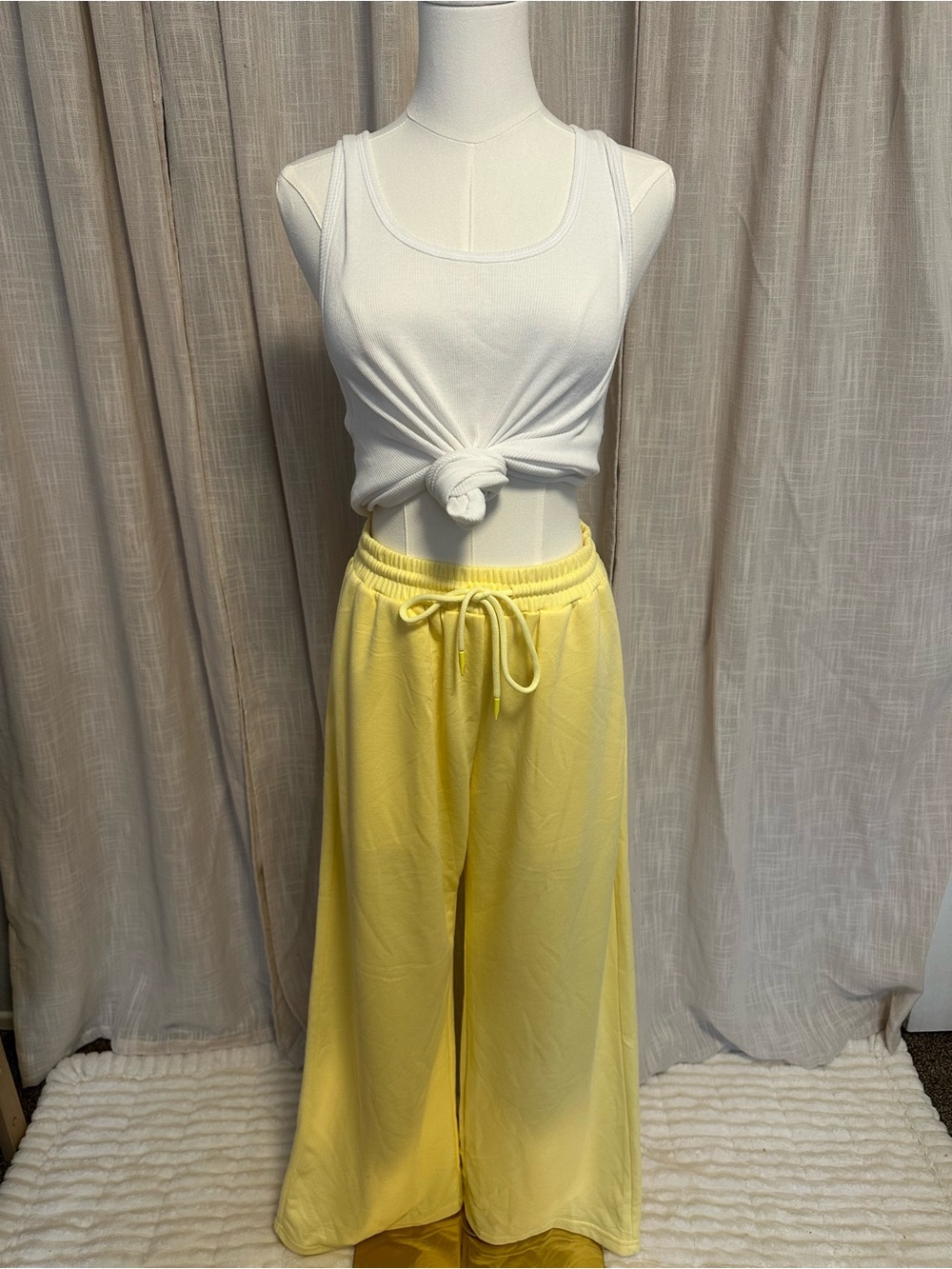 Cider Sunny Yellow Wide-Leg Drawstring Sweatpants